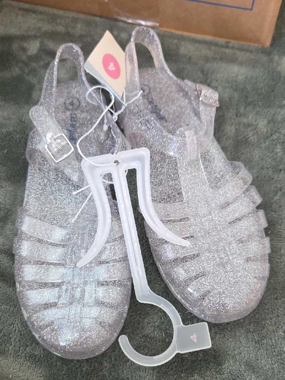 Cat & Jack Girls Clear Glitter Jelly Sandals